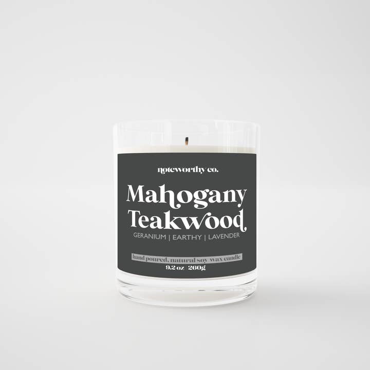 Noteworthy Co - Wholesale Jar/Filled Candle - Mahogany Teakwood | Core Candle, 9.2 Oz