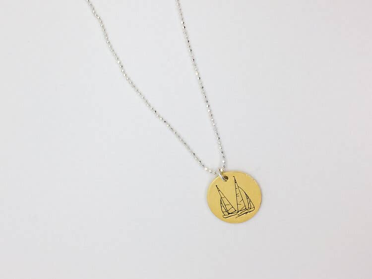 Vanessa Piche - Wholesale Pendant/Charm Necklace - Sailboats Gold Necklace0