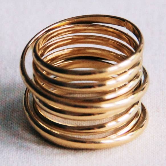 Bague XL multicouche en acier inoxydable — doré
pour la vente par Bazou