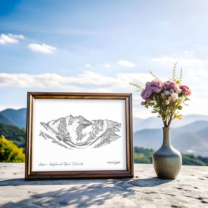 Aspen Highlands Bowl Line Art for wholesale by CherieSmittleArt