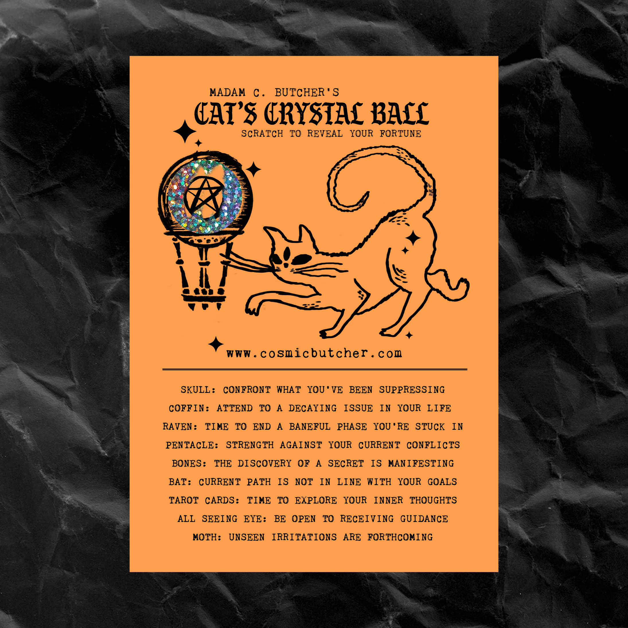 Cosmic Butcher - Vente Cartes postales - "BOULE DE CRISTAL DU CHAT" Carte Postale à Gratter de Prédiction Sorcière4