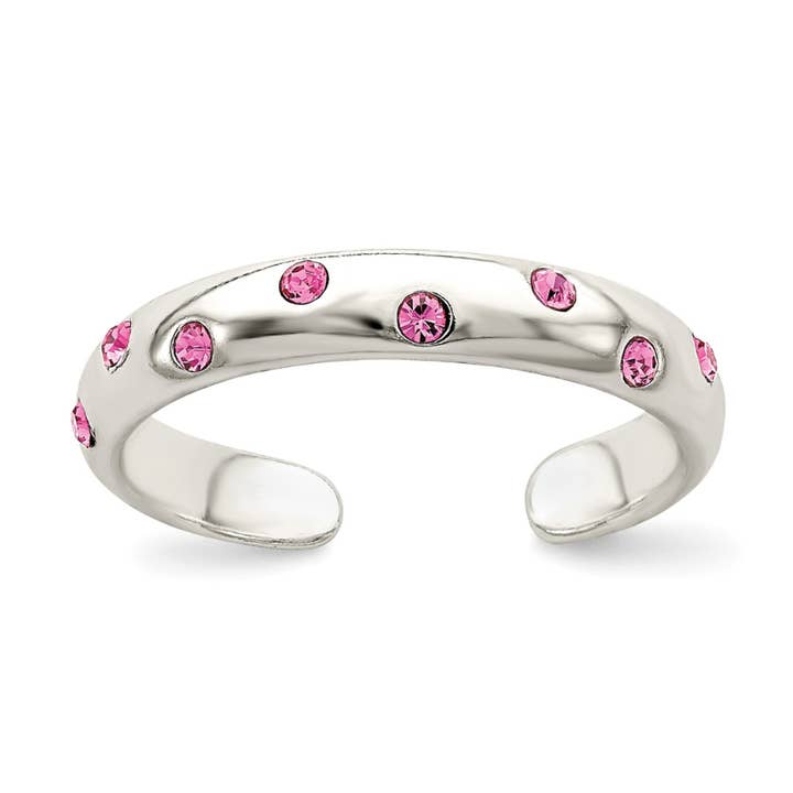 Sterling Silver Created Pink Cubic Zirconia Toe Ring for wholesale by FCJ Jewelry LLC