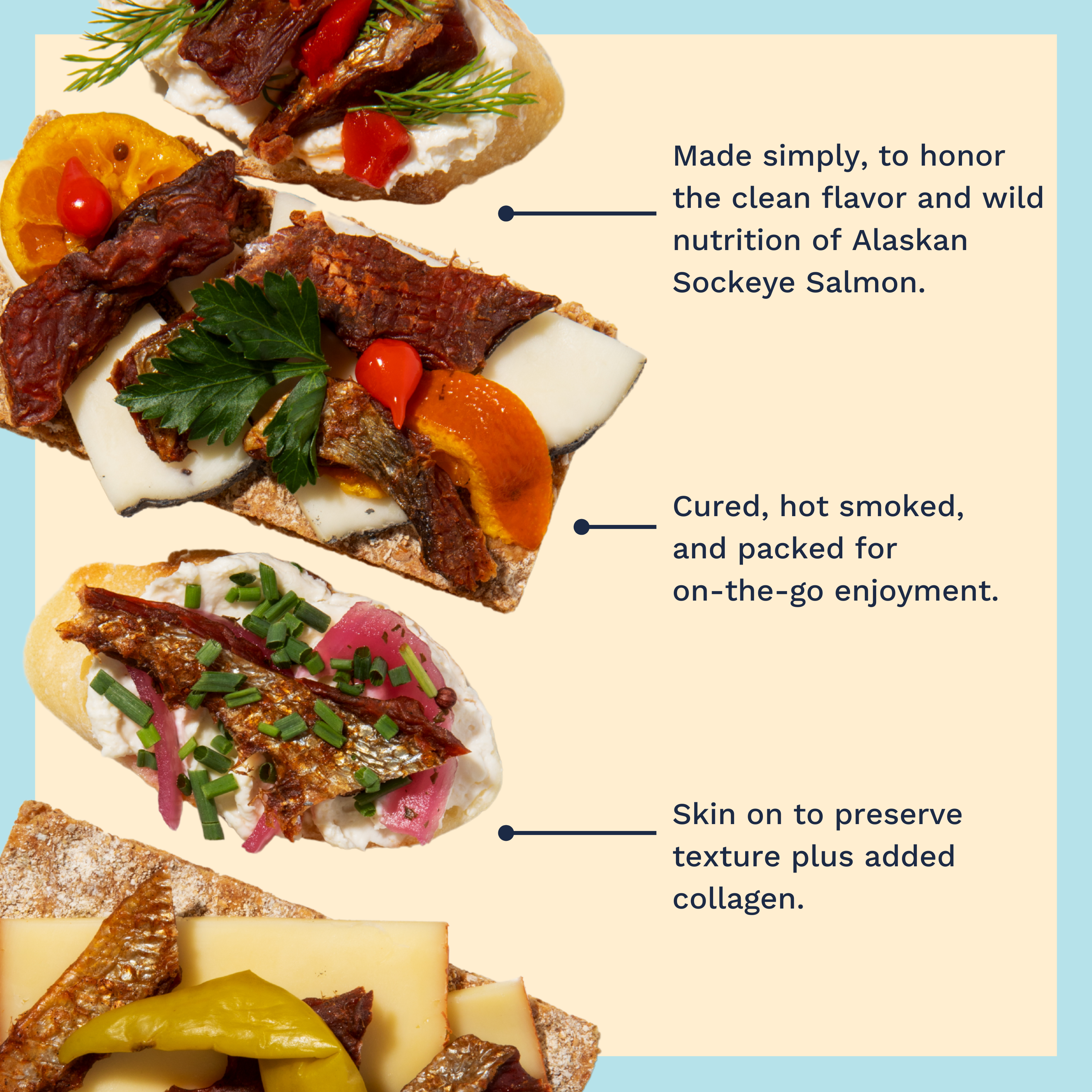 Fable Fish Company - Wholesale Jerky - Sea Salt Wild Alaskan Sockeye Salmon Jerky (in a Caddy)4