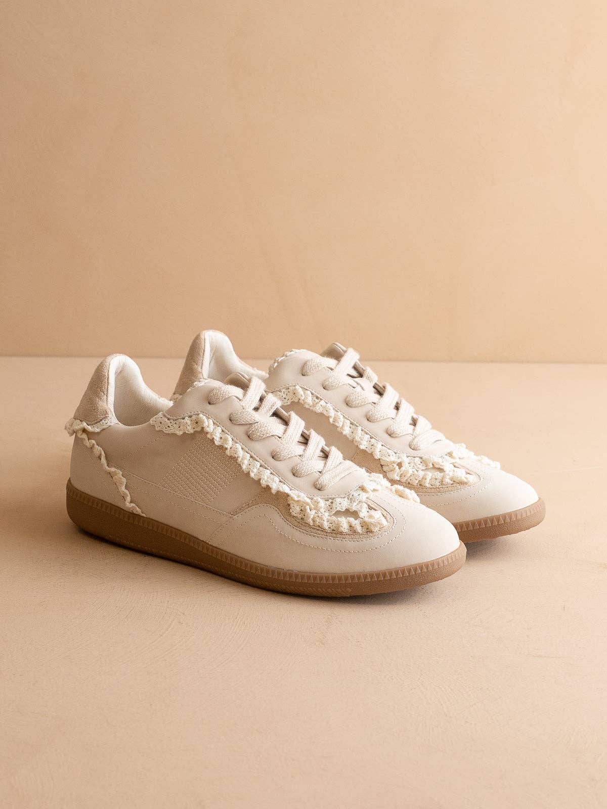 The April | Cream Lace-Trimmed Retro Sneaker for wholesale on Faire3