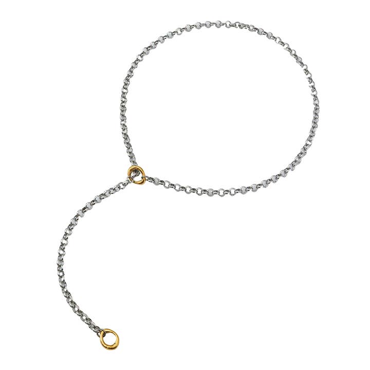 Collier Axis Bicolore – Chaîne en Acier Inoxydable Résistante à l'Eau et Métaux Mixtes pour la vente par Deep South Originals Inc.