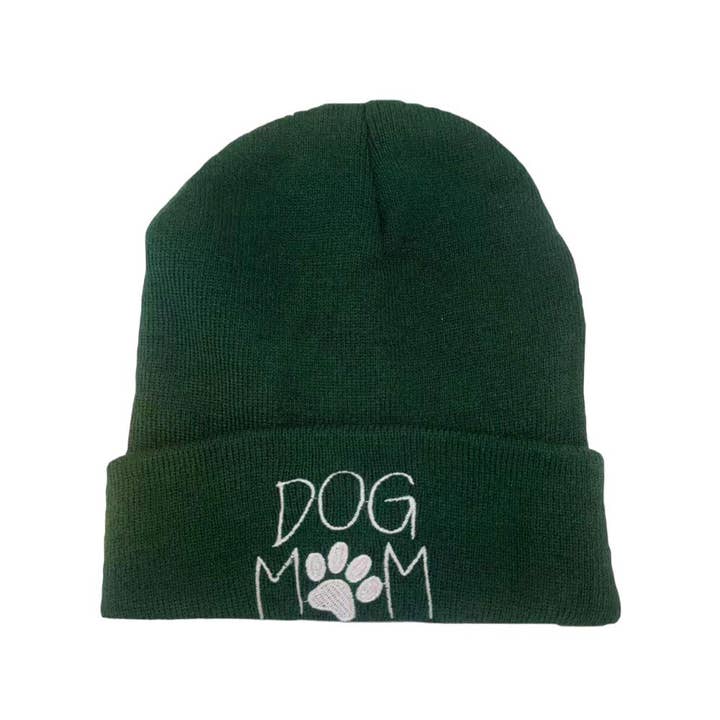 Shopping2help - Wholesale Beanie - Women's - Dog Mom Message Paw Pointed Solid Knit Beanie Hat