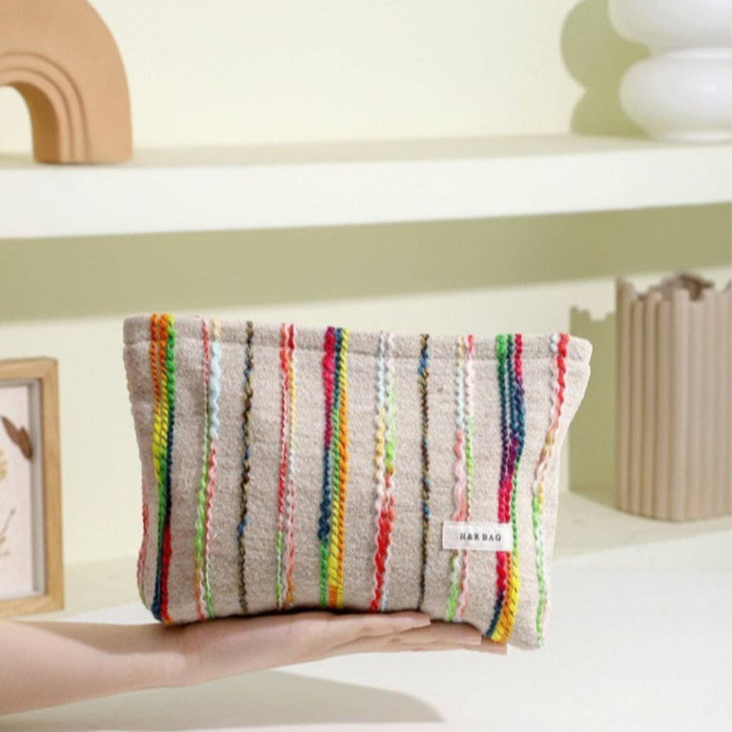 Funkyrel® Atzbranding Limited - Vendita all'ingrosso Borsa per trucchi/cosmetici - Cosbai - Pochette Beige Boho all'Uncinetto per Trucco con Cerniera6