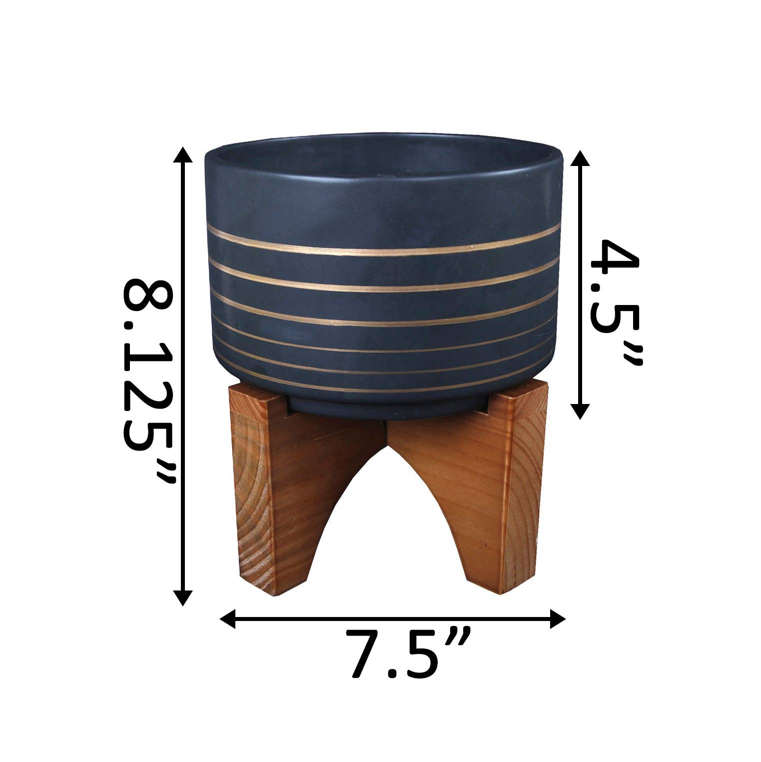 Flora Bunda Inc – Objeto de mesa decorativo por atacado – Vaso de Cerâmica com Risca e Suporte de Madeira2