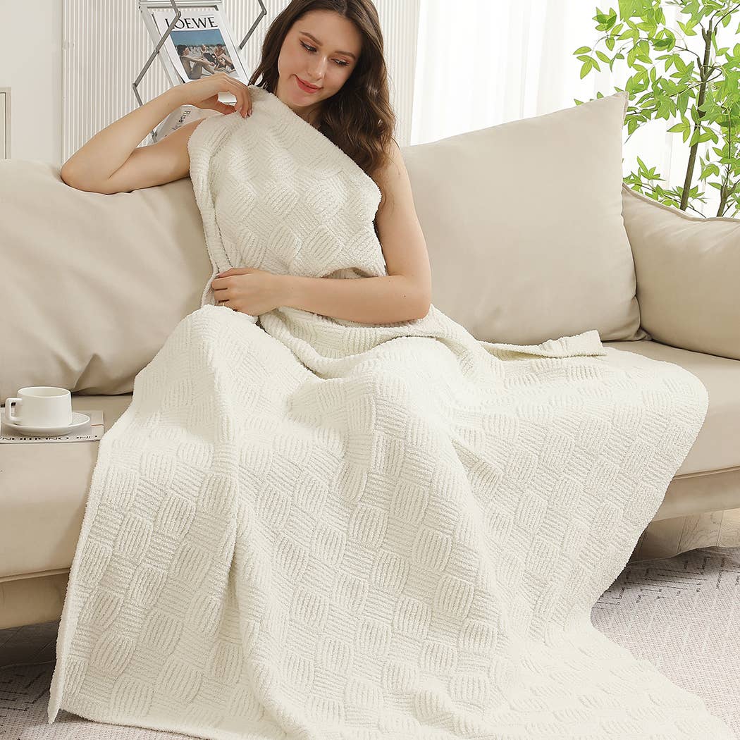 Fashion City – wholesale Prydnadsfilt – Enfärgad stickad mysig mjuk pläd 8