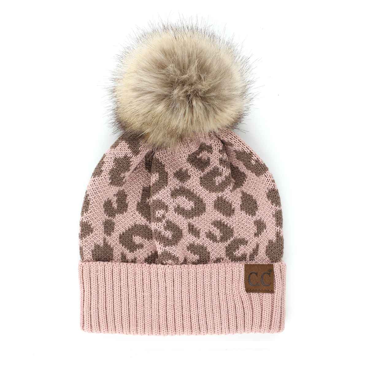 MiMi Wholesale - Wholesale Beanie - Women's - YJ2091 Audrey Leopard Pattern Pom Beanie0