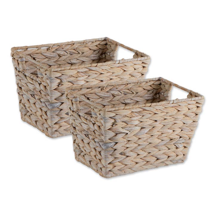 Welcome Home Unbeatable Deals - Wholesale Basket - Medium White Wash Hyacinth Basket Set of 2