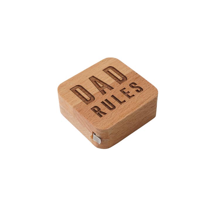CGB Giftware – wholesale Measuring tape – Oak Wooden 'Dad Rules' Square Tape Measure2