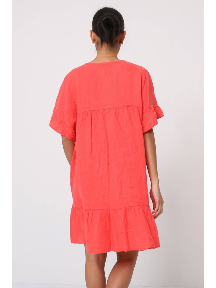 LÉA & LUC - Wholesale Dress - Women's - Short dress in 100% linen REF.1885/111
