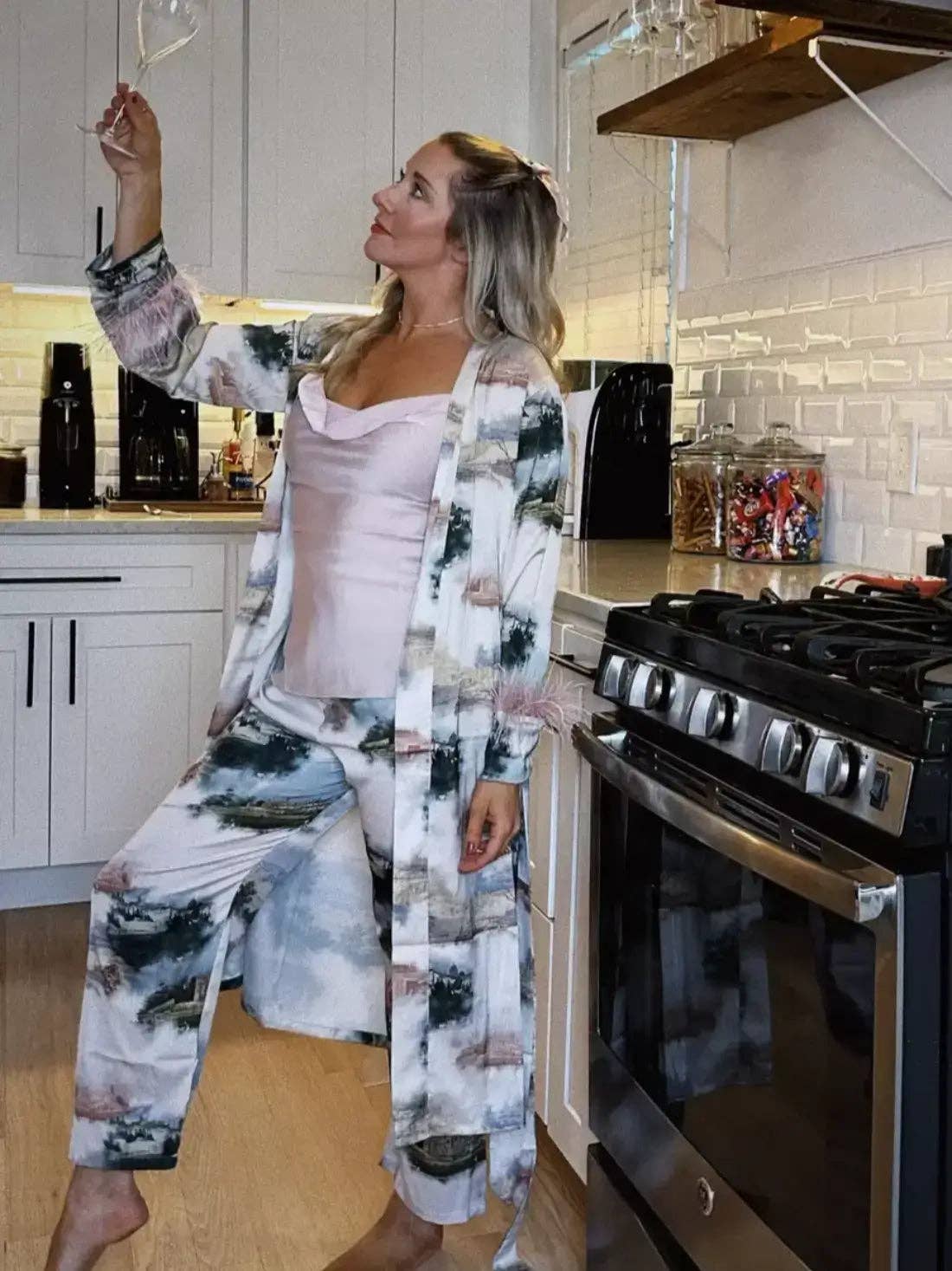 vert Ensemble de pyjama paysage 3 pièces plume en vente sur Faire26