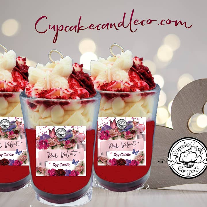Valentines Drink Candle Red Velvet for wholesale by Cupcake Candle Company