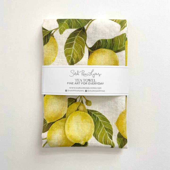 Sarah Rose - Wholesale Tea Towel - Lemon Organic Linen Tea Towel4