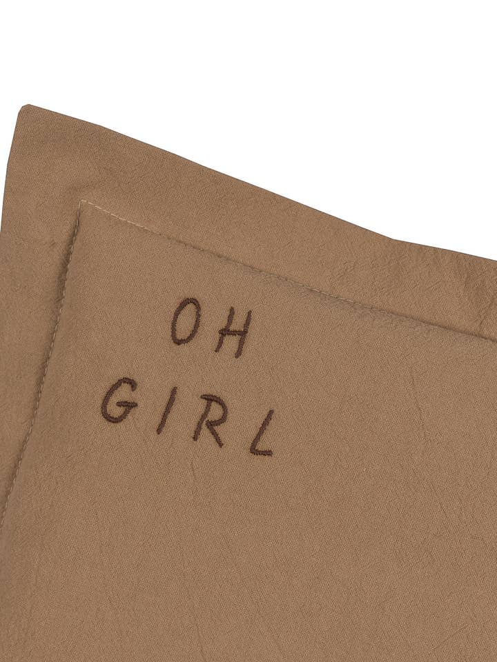 WASHED COTTON PILLOW OH GIRL CAMEL S for wholesale by Malomi Kids