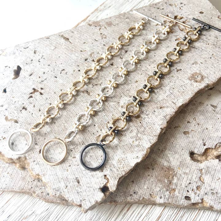 VB&CO Designs Handmade Jewelry - Wholesale Link & Chain Bracelet - Matte gold Matte silver bracelets boutique jewelry trending