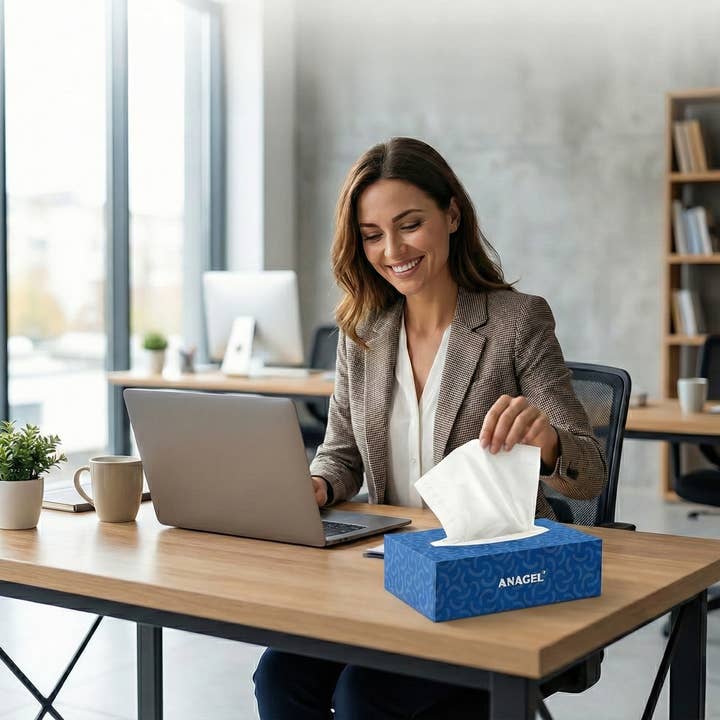 ANAGEL – wholesale Tissue box – Soft White Facial Tissues, Box of 1001