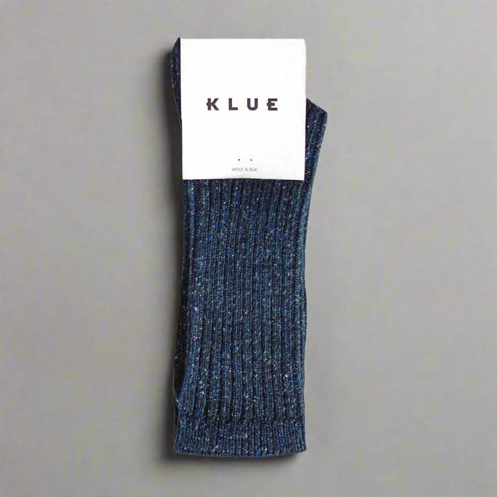 KLUE Silk and Wool DUST STAR socks | Navy for wholesale by KLUE