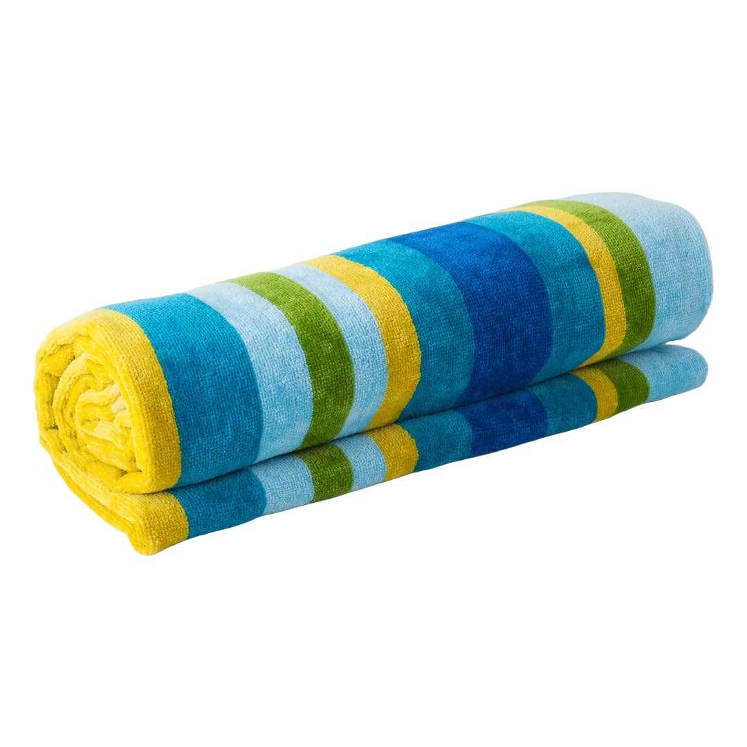 Allure Bath Fashions - Wholesale Strandlaken - Velours gestreept strandlaken - 100% katoen roze / blauw0