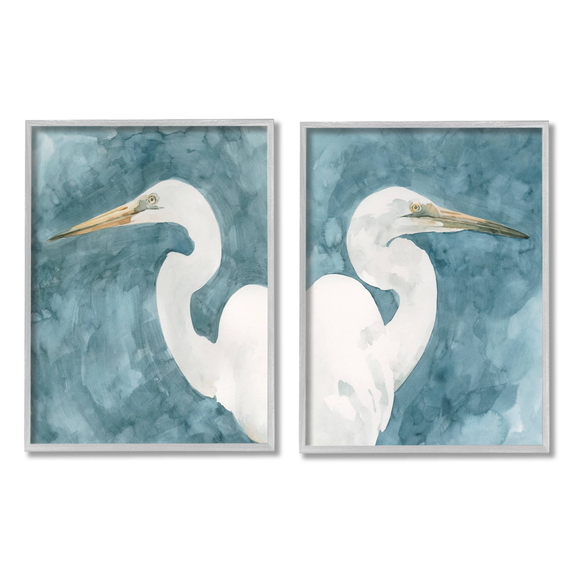 Stupell Industries - Wholesale Gallery Wall Set - Nautical Cranes Bird Portraits Abstract Sky 2pc Set Framed2