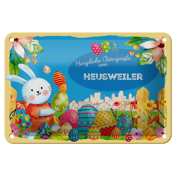 Femer - Wholesale Sign - Heusweiler Deco Easter Greetings 18x12cm Tin Sign
