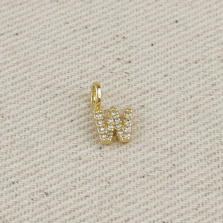 GoldFi - Wholesale Individual charm/pendant - 18k Gold filled Micro CZ Initial Letter Charm28