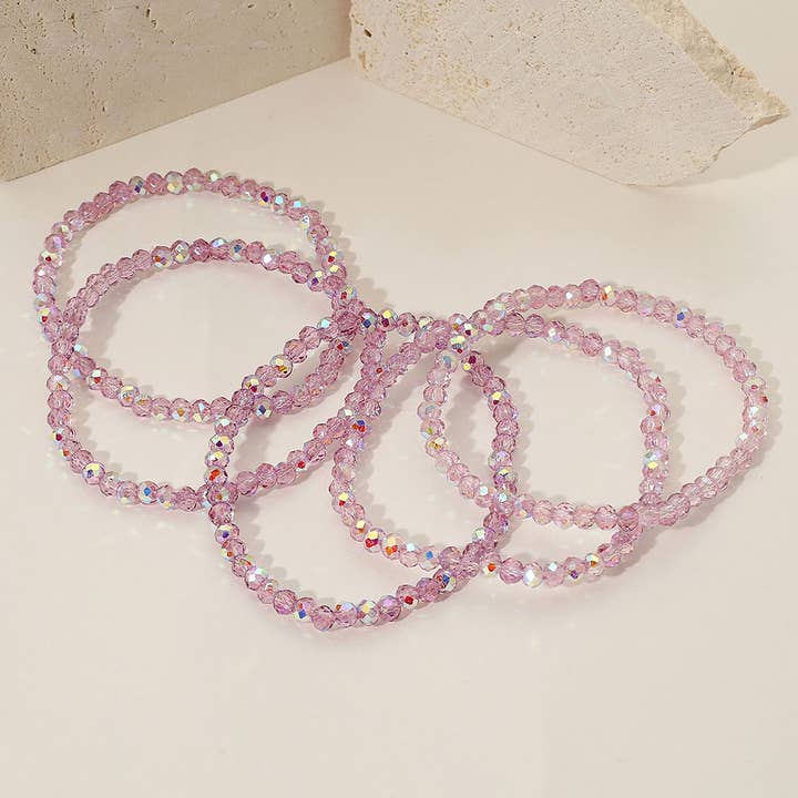 Sensibling Corp. - Wholesale Jewelry Set - 5PCS - Sparkling Faceted Beaded Stackable Stretch Multi Layered Bracelet23