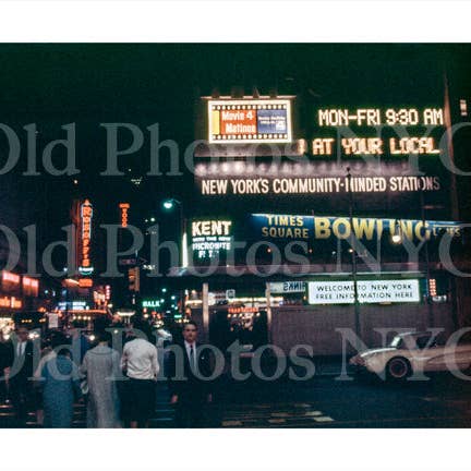 Las pistas de bolos de Times Square, letrero de los 70 para venta al por mayor de Old NYC Photos