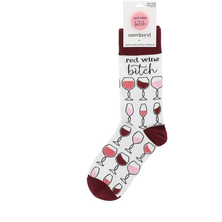 Pavilion - Wholesale Socks - Unisex - Red Wine Bitch Socks & Silicone Bottle Stopper5