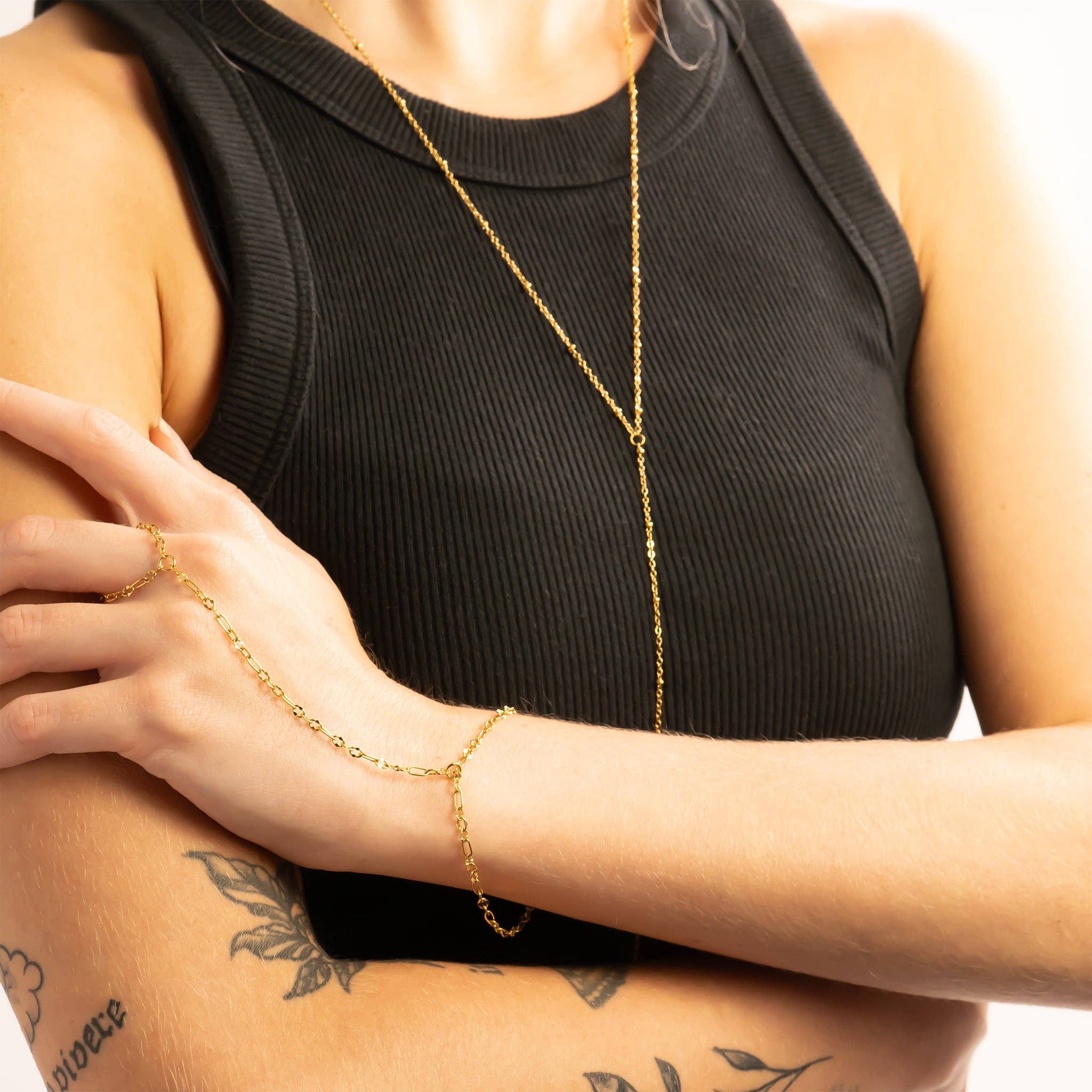 WJW – Colar de elos e correntes por atacado – Corrente Corporal Completa em Aço Inoxidável com PVD de Ouro 18K com Satélite1