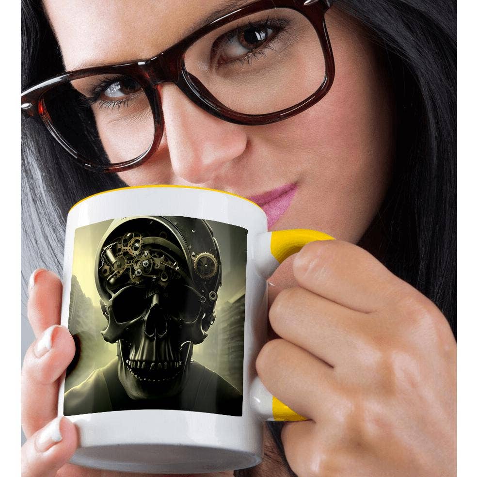 3dRose - Wholesale Coffee Mug - 3dRose, Cool steampunk skull with mechanical gear, urban background art gift, Mug1