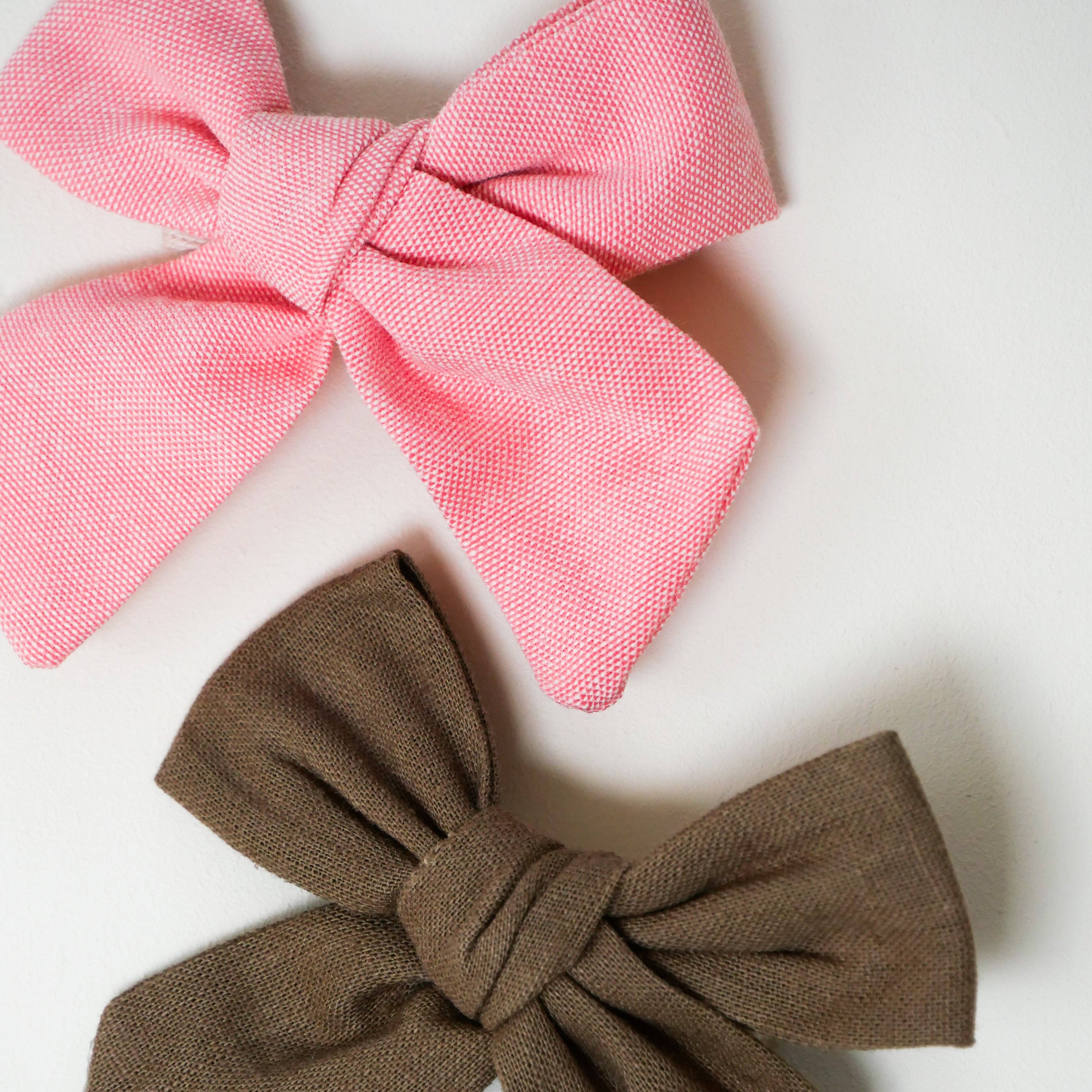 Gentil Coquelicot Paris - Wholesale Hair Bow - Kids - Pink and chocolate hair clip duo4