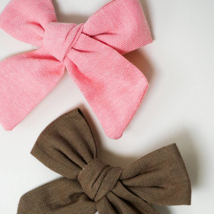 Gentil Coquelicot Paris - Wholesale Hair Bow - Kids - Pink and chocolate hair clip duo4