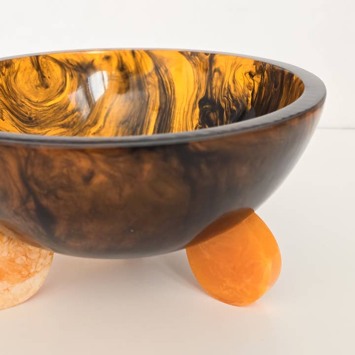 Gibb & Daan - Wholesale Serve Bowl - Hand Poured Resin Salad Serving Bowl - Gorgeous Orange Legs