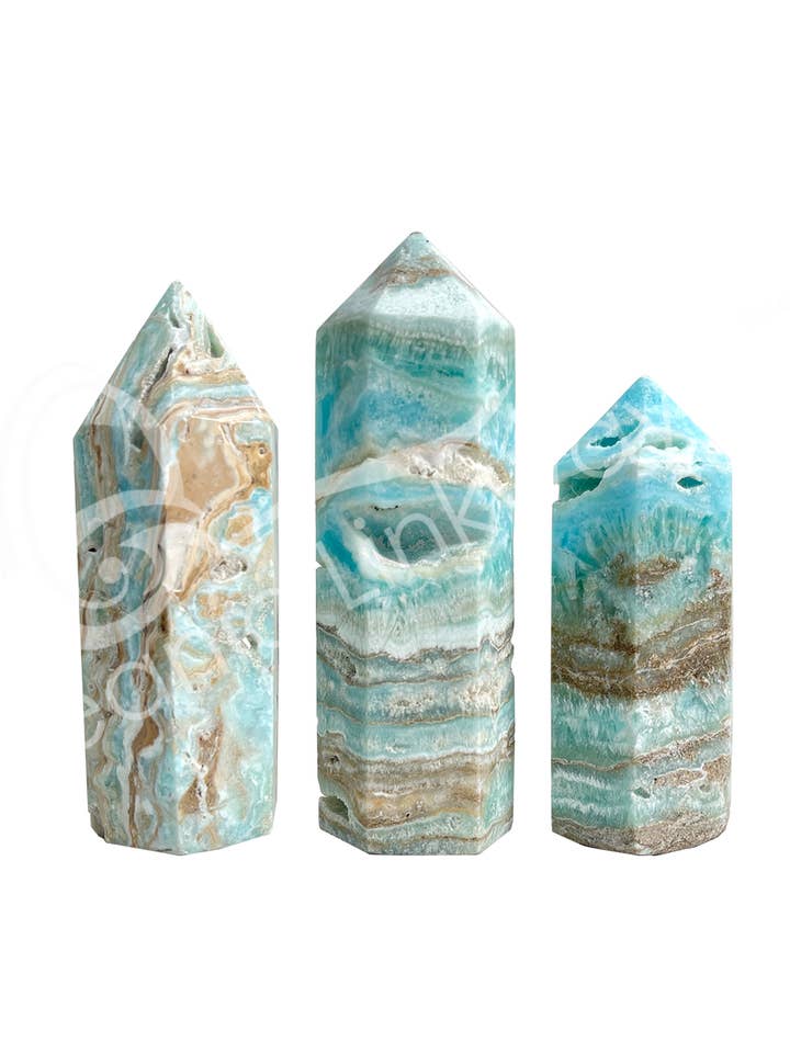 (1 LB)OBELISK - ARAGONIET, BLAUW 3-4" voor wholesale door Oceanic Linkways Inc