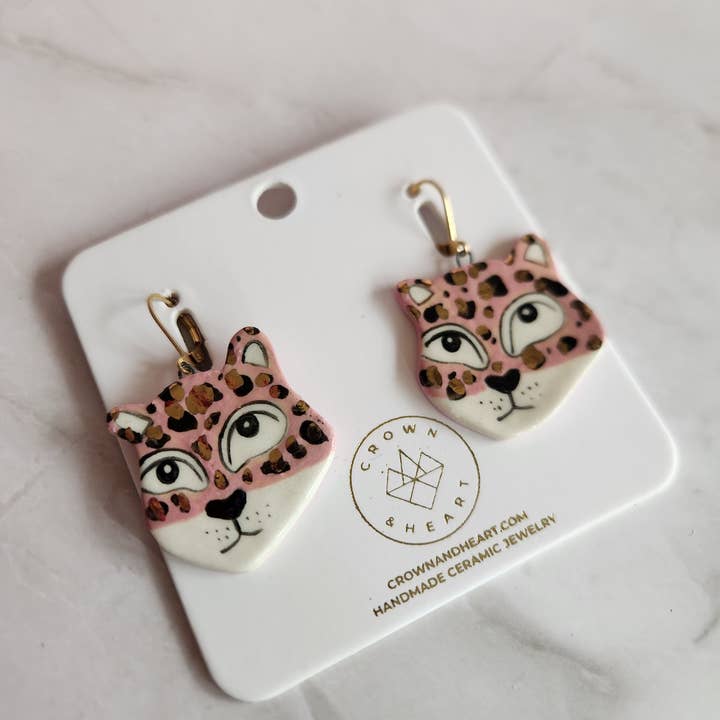 Crown & Heart - Wholesale Dangle Earrings - Leopard Statement Earrings11