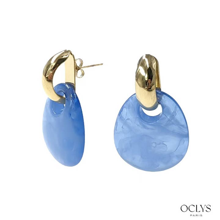 Oclys - Wholesale Dangle Earrings - Resin earrings with gold stainless steel Paola11