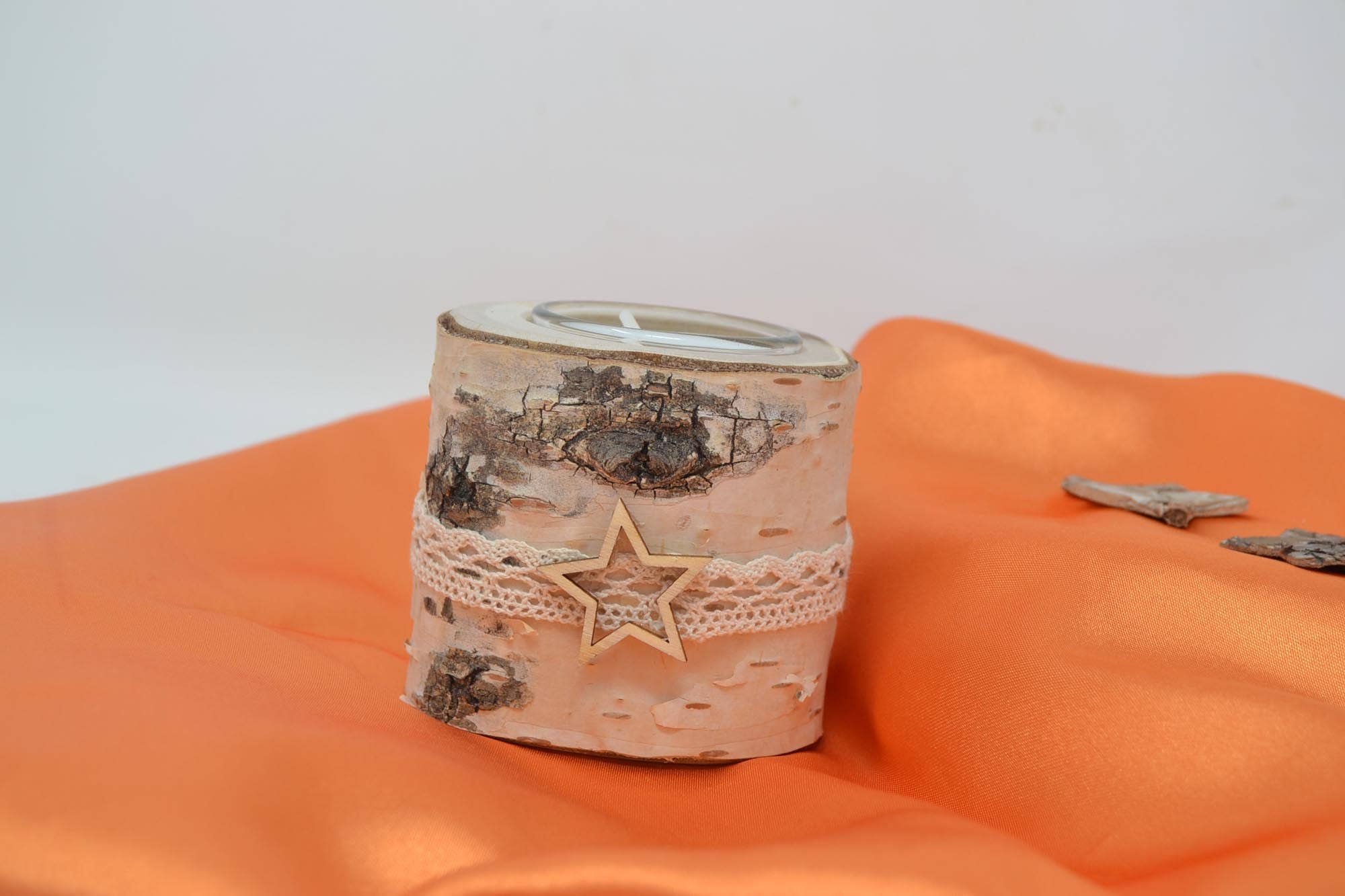 Huizbirn - Vendita all'ingrosso Portacandele - Decorazione natalizia con legno di betulla e candela a tea light, pezzo singolo fatta a mano3