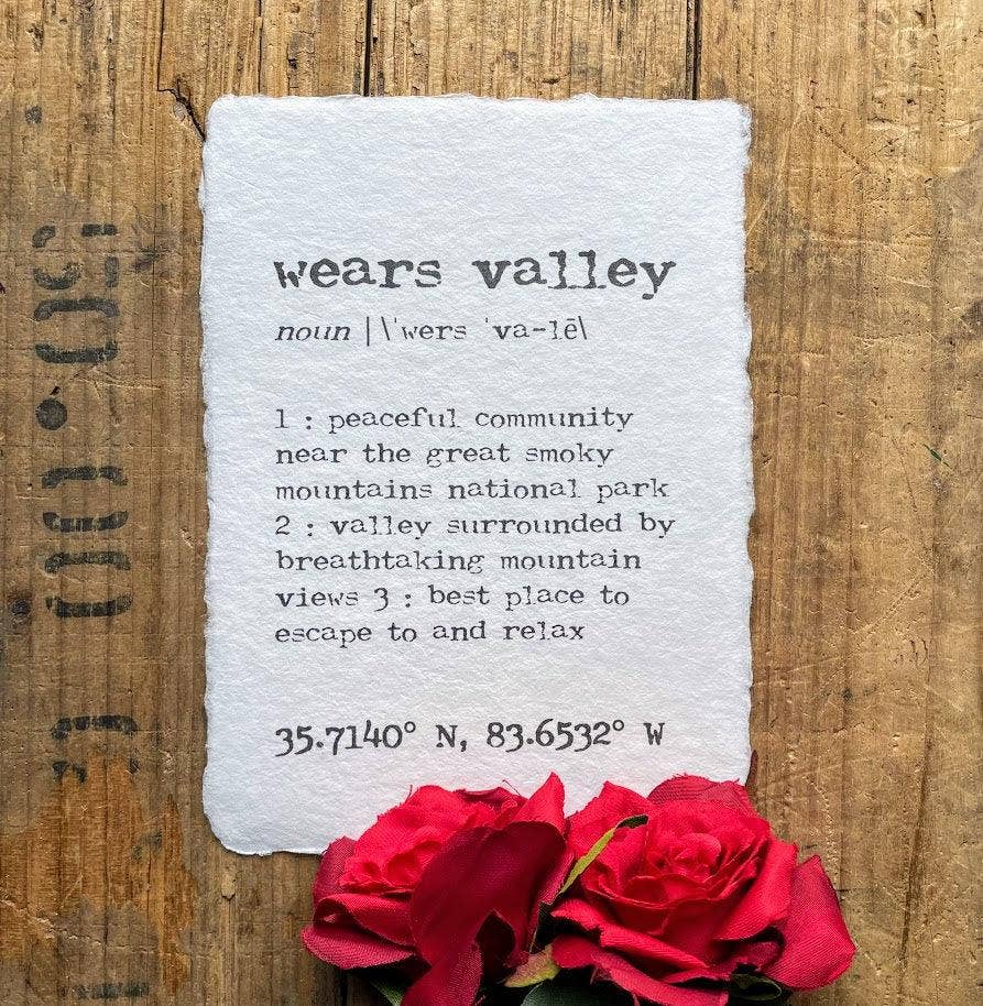 Alison Rose Vintage - Wholesale Art Print - wears valley tennessee definition print on handmade paper1