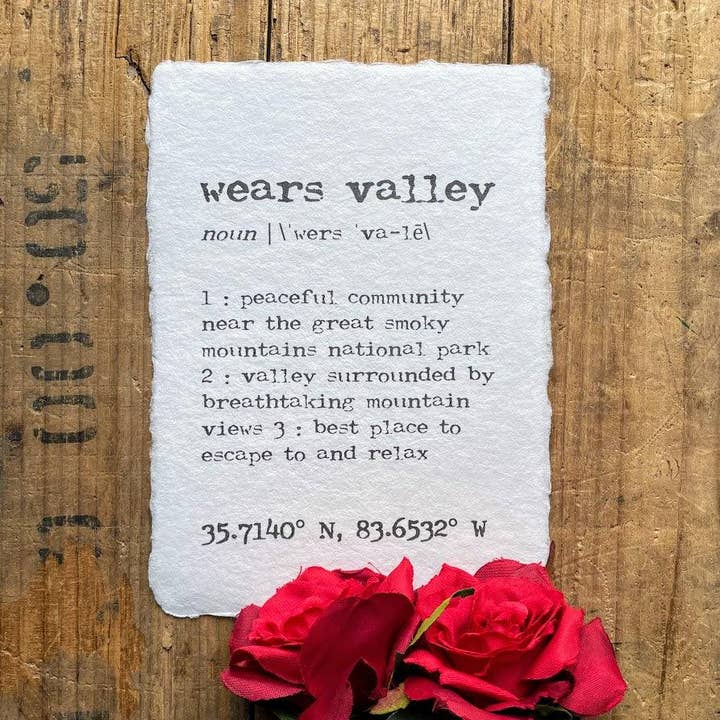Alison Rose Vintage - Wholesale Art Print - wears valley tennessee definition print on handmade paper1