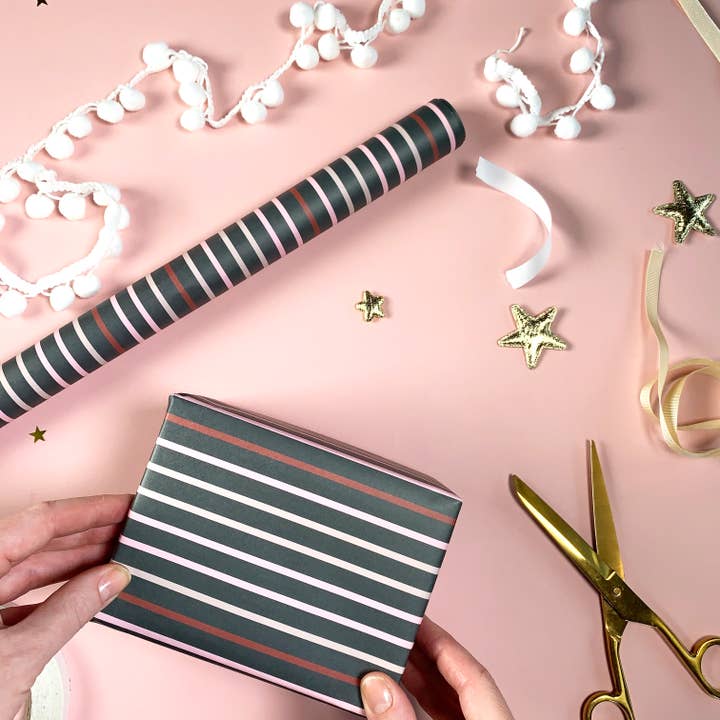 Pixel & Bloom - Wholesale Wrapping Paper Roll - Wrapping Paper / Gift Wrap - The Festive Stripe1