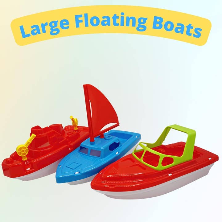4E's Novelty - Vente Jouet de plage/piscine - Enfant et bébé - 3 bateaux flottants pour baignoire, piscine pour enfants et jouets de plage