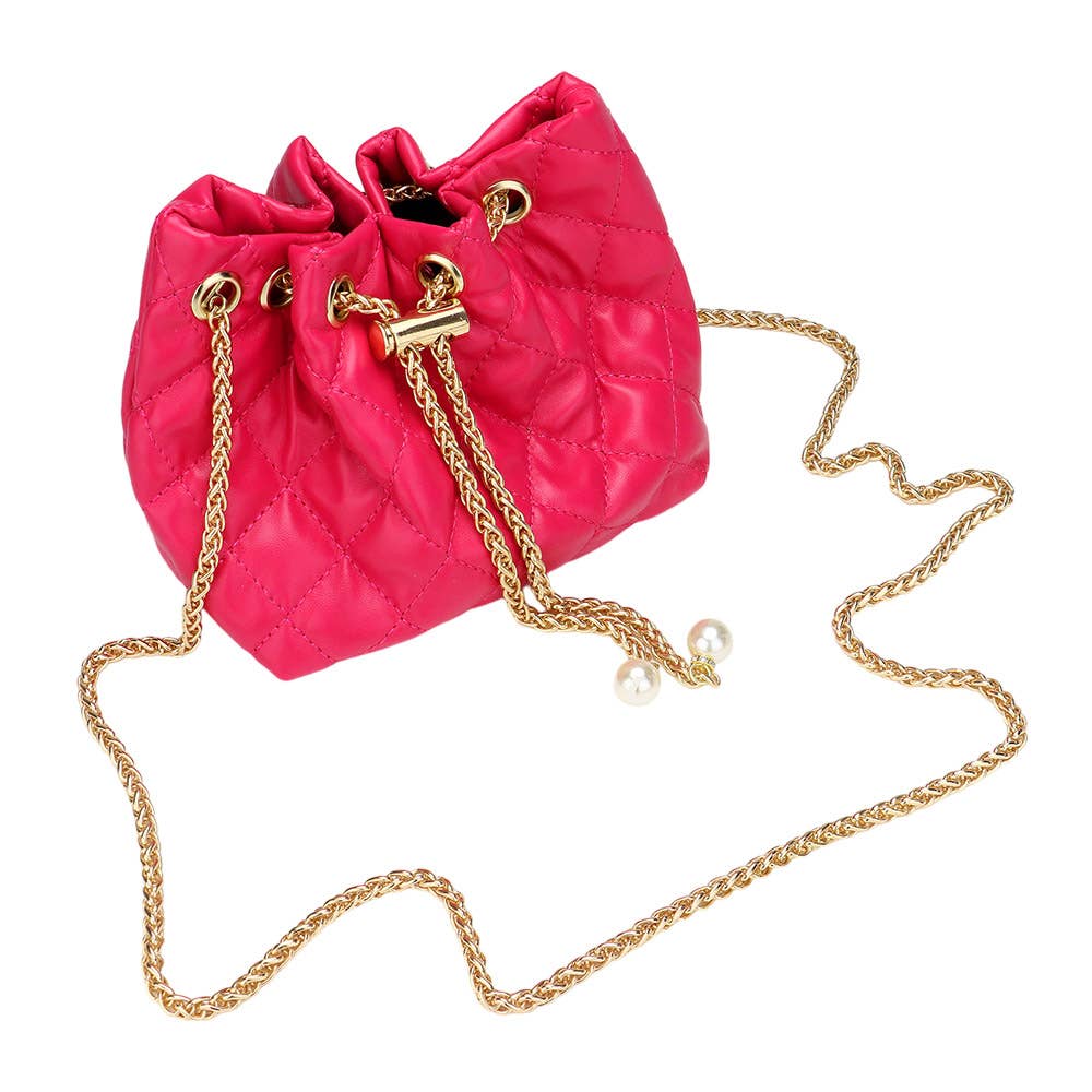 Sensibling Corp. - Wholesale Top Handle Bag - Women's - Charm Detailed Chain Faux Leather Pearl Mini Bucket Bag1