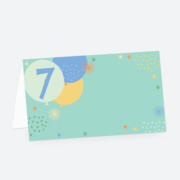 Boys Party Balloons Age 7 - Ready to Write Party Food Labels for wholesale by Dotty About Paper