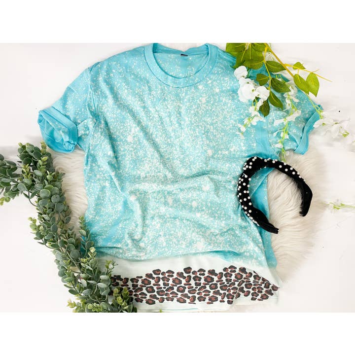 Leopard trim dipped tees (2 color options) for wholesale by RR Tees Wholesale