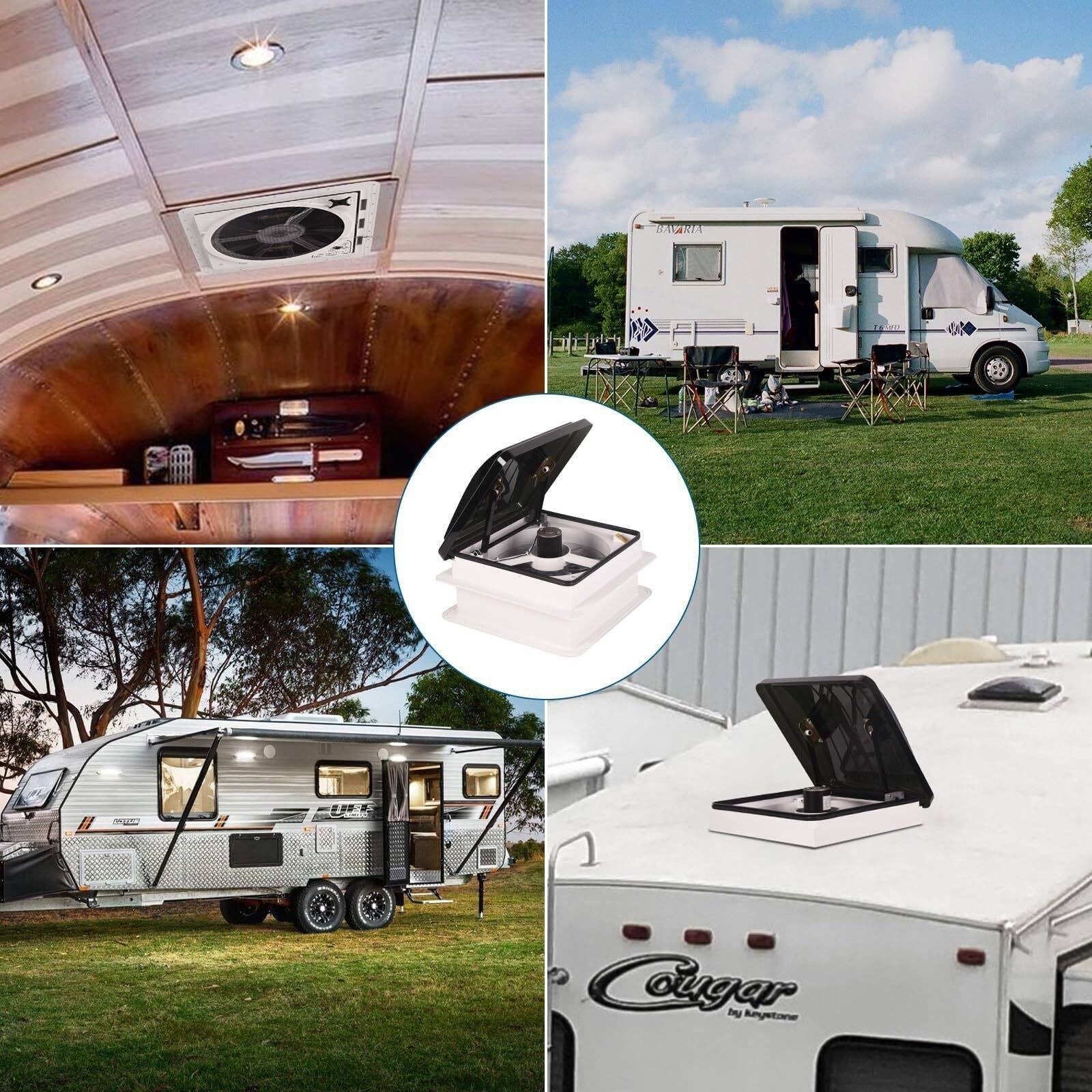 Hard Rock Health Stores - Wholesale  - RV Roof Vent Fan 14",Continuously Variable Reversible 12V Remote Control Trailer Roof Vent Low Noise with Rain Sensor,UV Protection,Thermostat for Camper,Travel,Cargo Trailer7