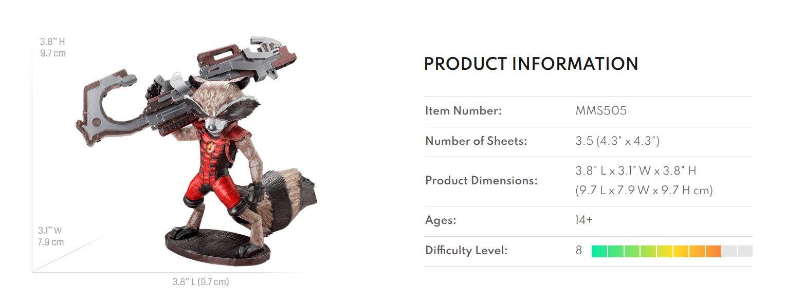 Metal Earth - Wholesale DIY Craft Kit - Rocket Raccoon - Marvel4