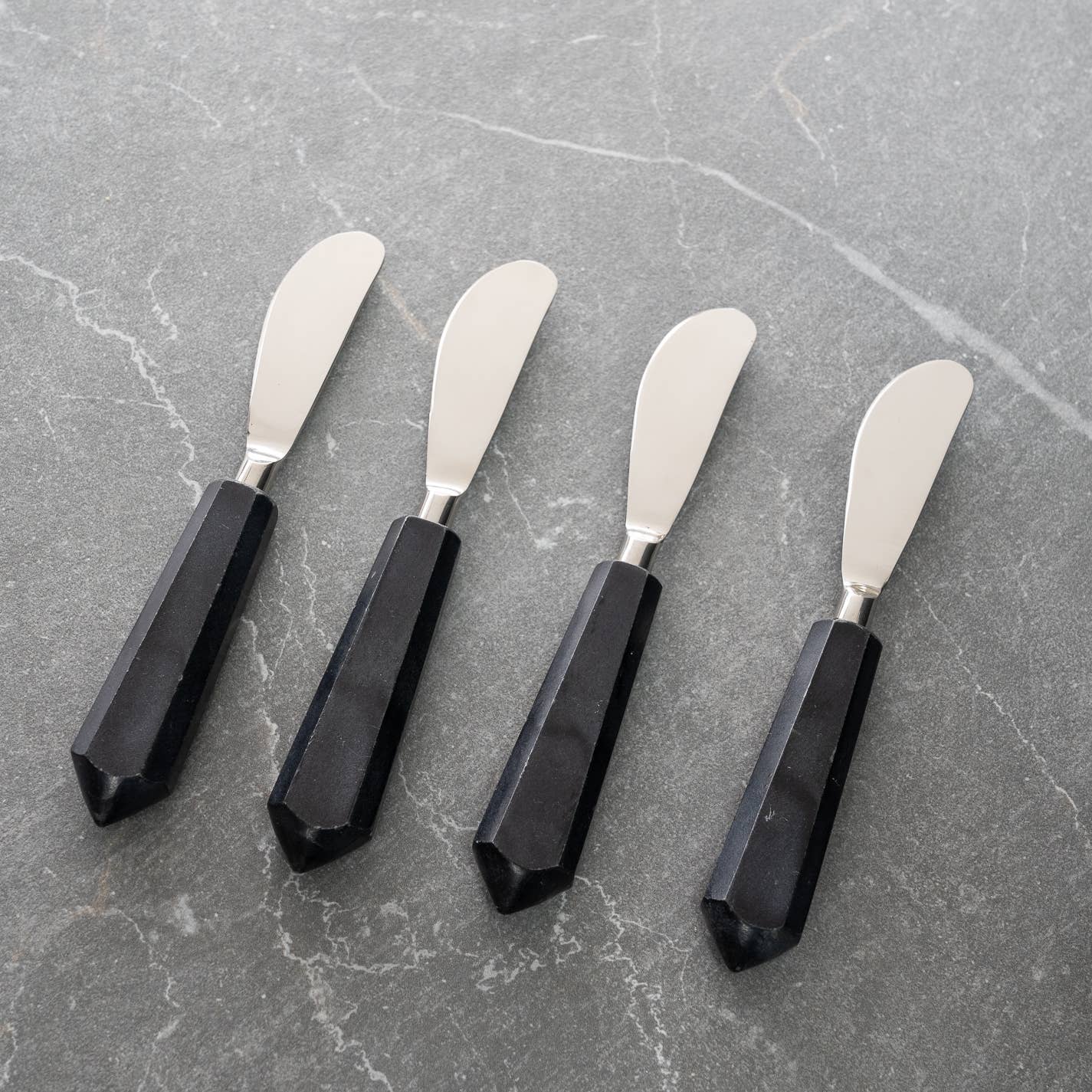 India Handicrafts Inc - Wholesale Cheese Spreader - Black Marble Spreaders Set0